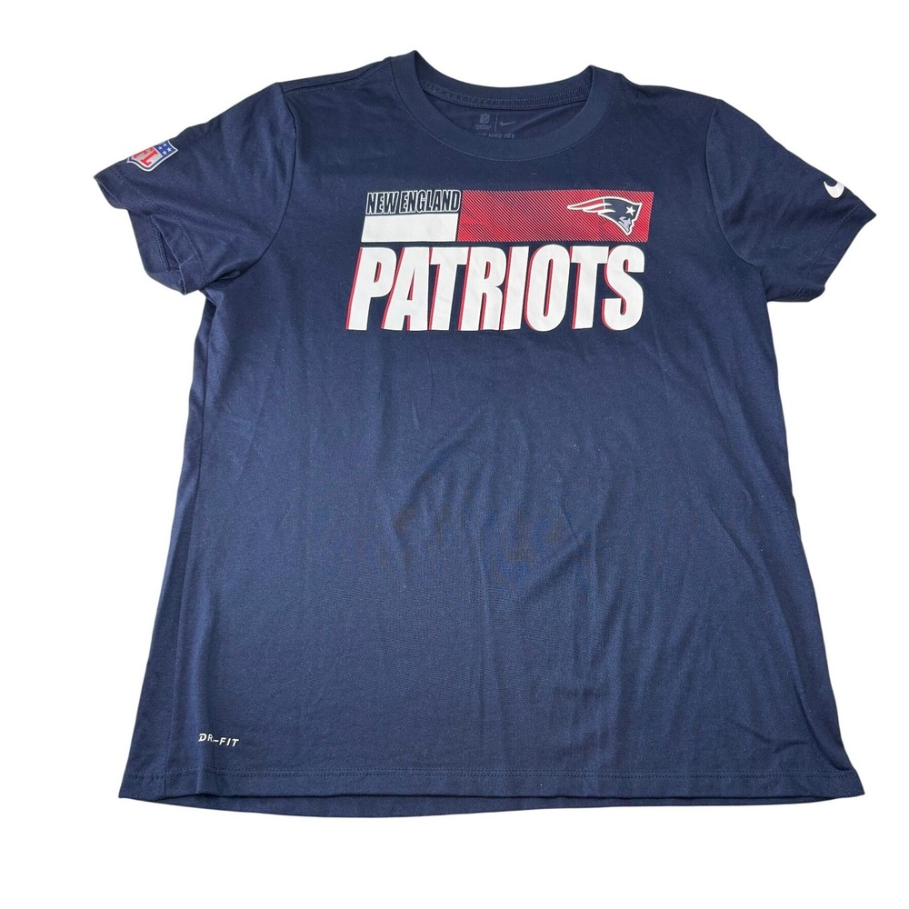 Nike New England Patriots Mens Navy Blue‎ Dri-FIT Onfield Tee Shirt Medium